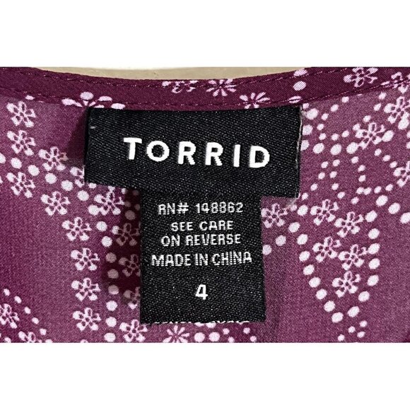 Torrid Floral Hi Low Top  26 Purple Paisley Boho Western Retro Indie Folk Chic - Picture 2 of 11